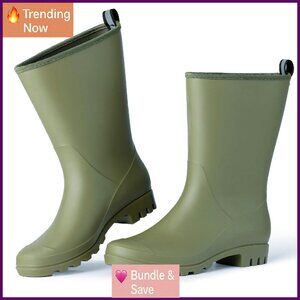 Wide Calf Women's Rain Boots Waterproof PVC Mid Height Outdoor